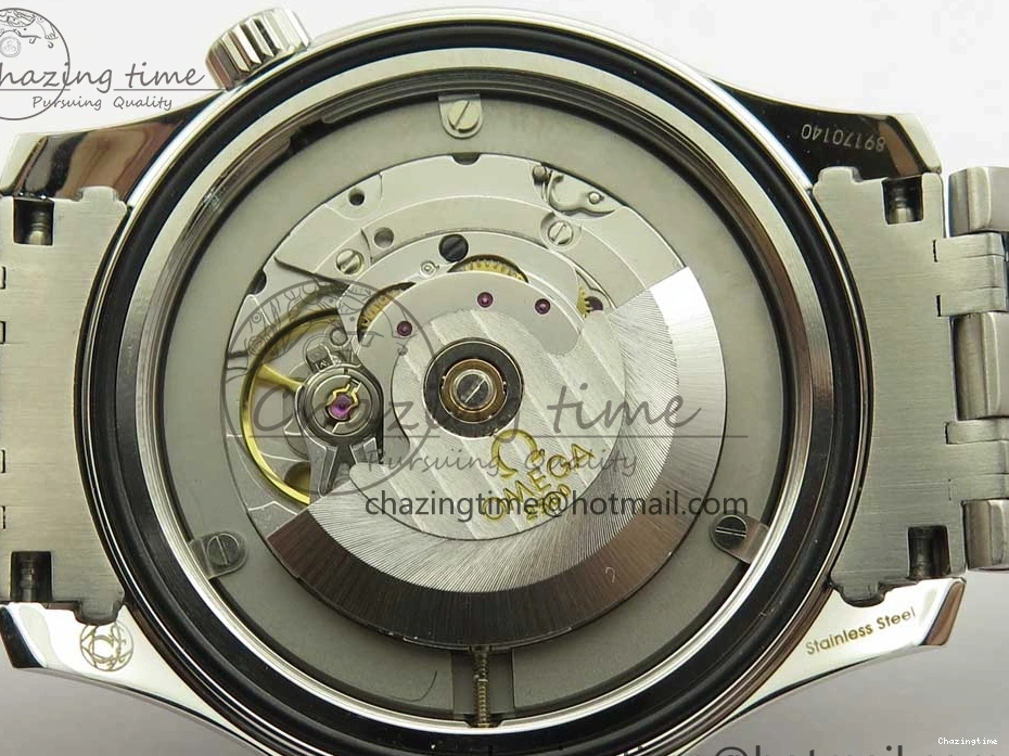 0227 HighQuality Seamaster 300M Chronometer SS Black OMF 1:1 Best Edition on SS Bracelet A2824 (Black Balance Wheel) V 7954